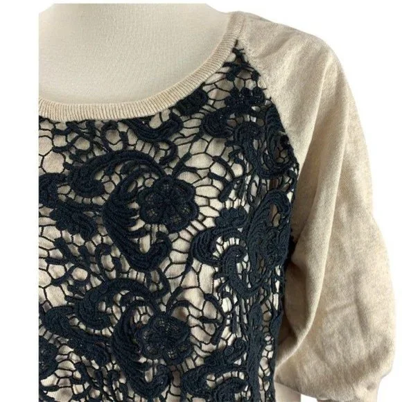 CATO 22 24W Sweater Gold Black Crochet Comfort Casual - Picture 4 of 6